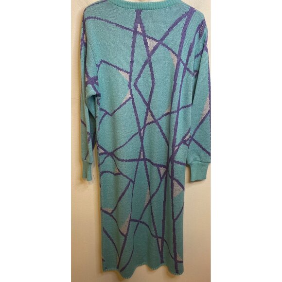 Vintage Schrader Knit Sweater, SweaterDress USA 90s Y2k Stretch Jumper Kimono 16 - Picture 3 of 6